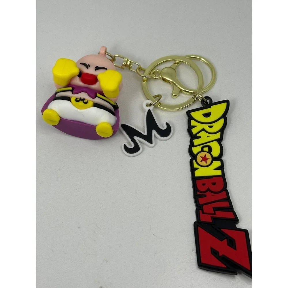 Dragon Ball Z Majin Buu Rubber Keychain Gold Ring Majin M Logo Charm DBZ